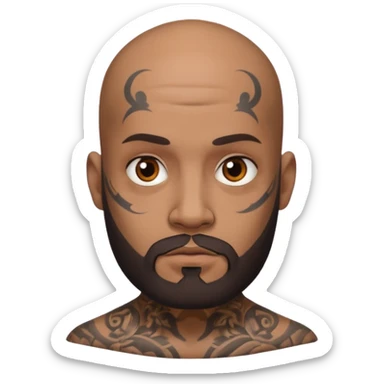 bald bearded man with face tattoo sticker