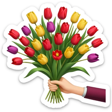 tulip boquet in one hand held boquet sticker