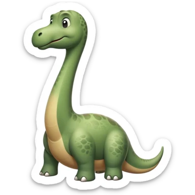 Beautiful and Majestic Brontosaurus Portrait Emoji, Head and body rendered in serene repose with a gentle, confident smile, showcasing its enormous, graceful neck and a massive, textured form with eyes softly closed in tranquil repose, Simplified yet exquisitely endearing features, highly detailed, glowing with a soft, drowsy ancient light, high shine, relaxed and utterly majestic, stylized with an air of timeless prehistoric splendor, soft glowing outline, capturing the essence of a beautiful and majestic Brontosaurus that embodies the serene power of the ancient world! sticker