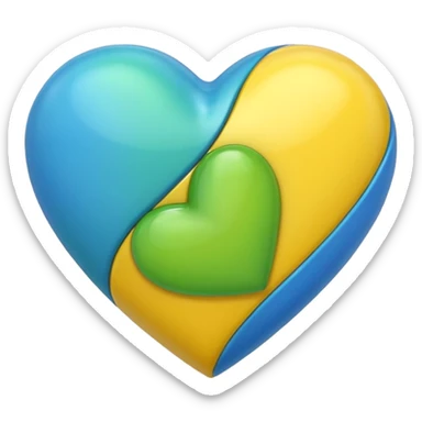Yellow green and blue heart  sticker