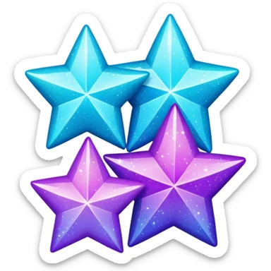 glitter purple and cian 3 stars  sticker