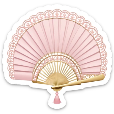 rococo pale pink fan with lace sticker
