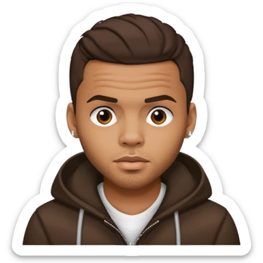 Chris Brown with dark brown hair sticker
