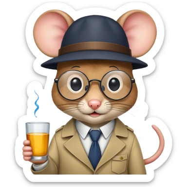 detective mouse with glasses sticker