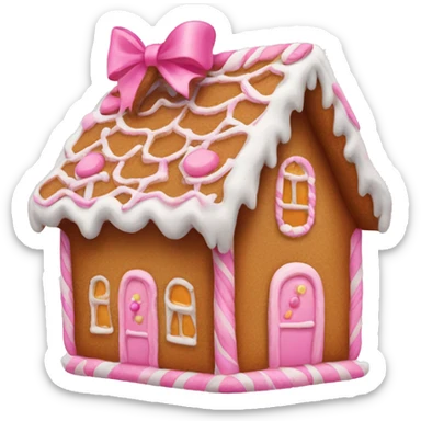Gingerbread house with a pink bow  sticker