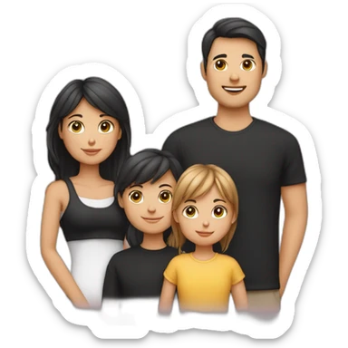 Family of 5- mum-dad-baby girl-2 cats 1white 1 black sticker