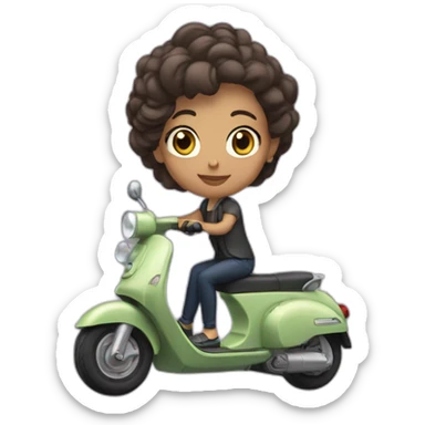 Camille Griselin en scooter sticker