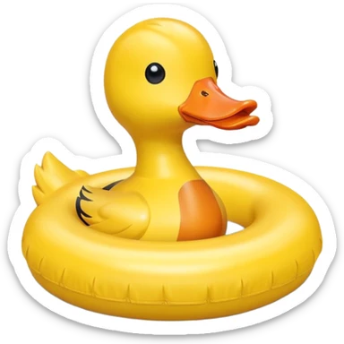 swimming ring wich has a duck head sticker