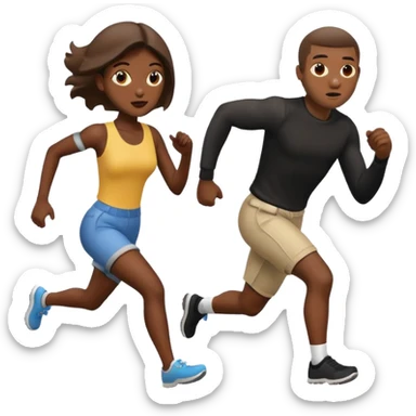 A black robber with girl over shoulder while running as a emoji sticker