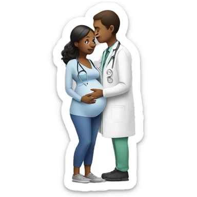pregnant girl talking to a doctor sticker
