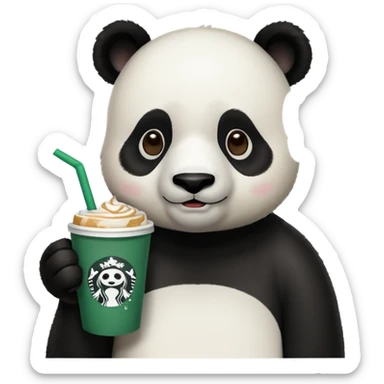 Panda drinking Starbucks  sticker
