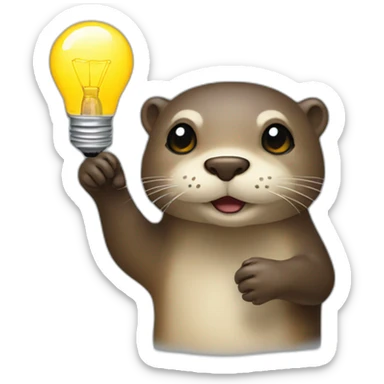 otter with ligthbulb above head sticker