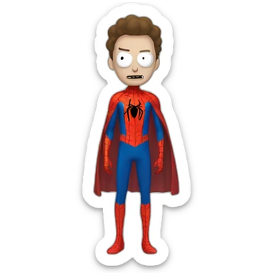 Rick and morty spiderman outfit sticker