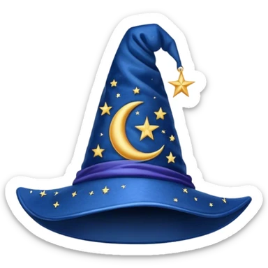 blue wizard hat with star and moon pattern sticker