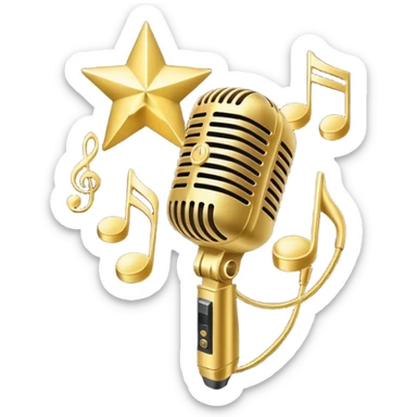 microphone with musical notes and a star sticker
