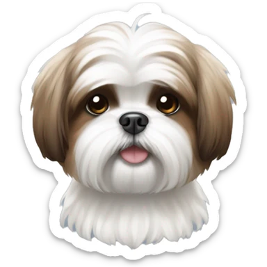 Fluffy white and brown Shih tzu dog sticker