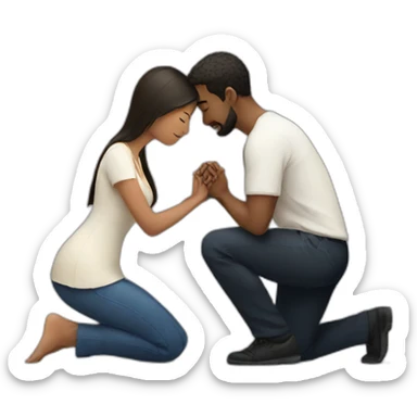 Woman on knees praying to man sticker