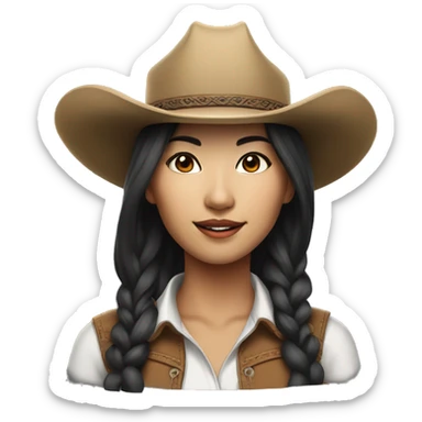 realistic portrait of very beautiful Asian cowgirl sticker
