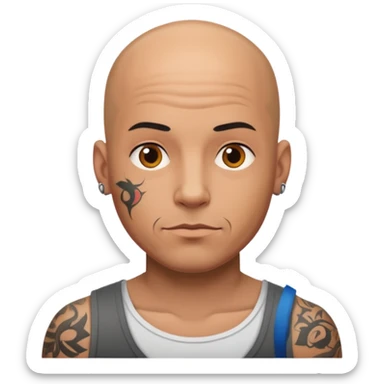 Un hombre con tatuajes pelón  sticker