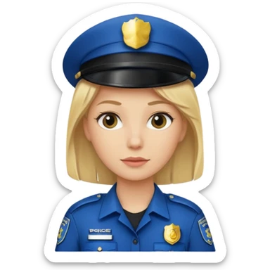 female police officer without a hat sticker
