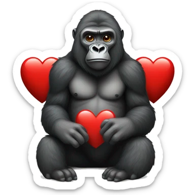Gorilla with heart sticker
