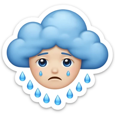 sad face with rain cloud, lose emoji sticker