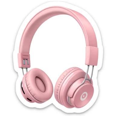 Pastel pink headphones, minimal background sticker