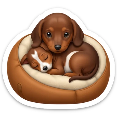 brown dachshund puppy sleeping in a ball sticker