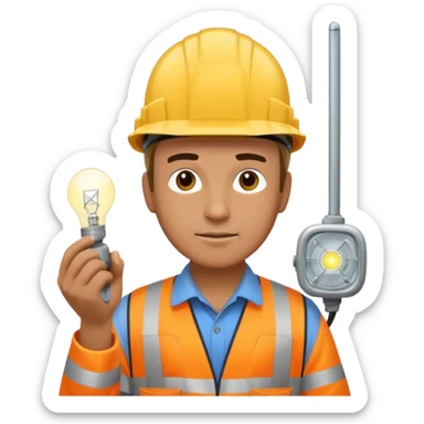 Am man Electricity power employer at work with a light sticker