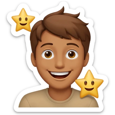 Color de piel moreno los ojos ke sean de estrella riéndose y pelo café hombre  sticker