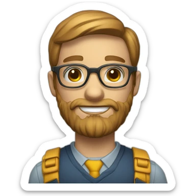 Nerd beard man glasses cap architect sticker