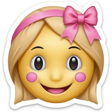 A smiley getting shy and a pookie ribben on his head this smiley 😁 sticker