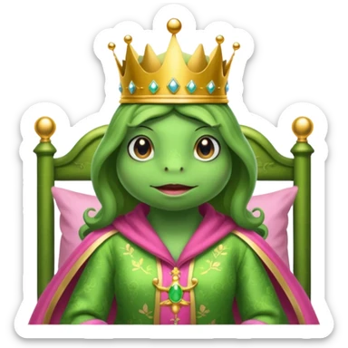 Princesse frog in her bedroom with pink robe sticker