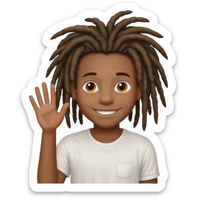 a black boy with a dreadlocks and a white t shirt sticker