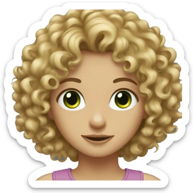 Curly dark blonde hair and green eyed girl sticker