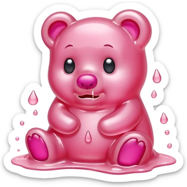 Crying pale pink Gummy bear melting into ground sticker
