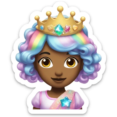 beautiful kawaii princess, rainbow, sparkle  sticker