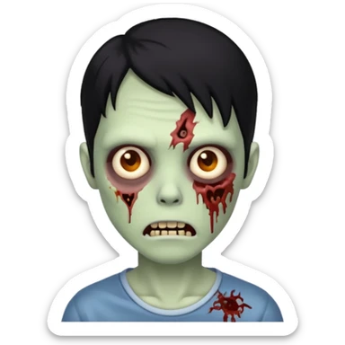 imagen de zombie pelo negro y piel normal sticker