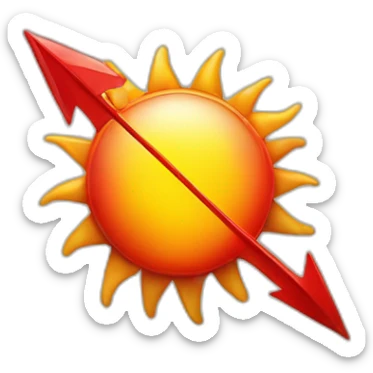 sun with red arrow down sticker