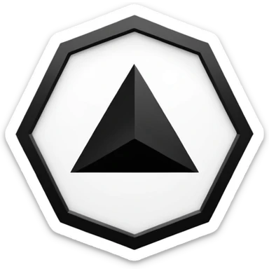 The centerpiece of the structure is a stark white hexagon. Inside the hexagon is a bold black equilateral triangle, perfectly centered. Inside the triangle is a white circle , perfectly centered. Inside the white circle is a bold black square perfectly centered. sticker