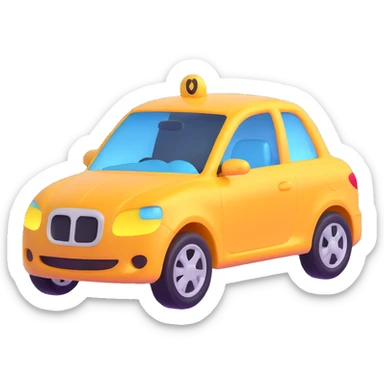 elegant 3D emoji of a car with a transparent protective film, shiny and sophisticated finish sticker