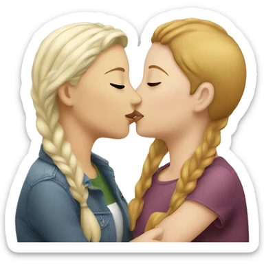 Lesbian girl kissing two white women sticker