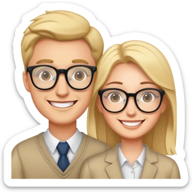 smiling couple with glasses sticker