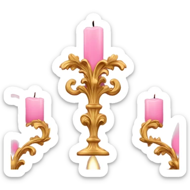 Pink and gold rococo candle flame  sticker