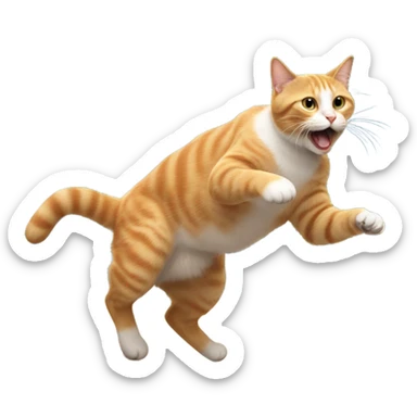 Cat jumping on roof with bottle ants mouth sticker