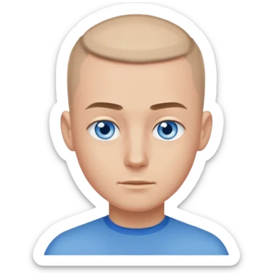 A guy with a buzzcut and blue eyes sticker