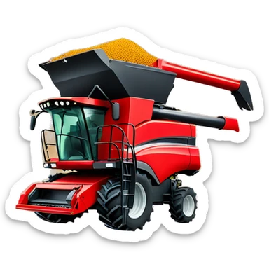 red combine harvester sticker