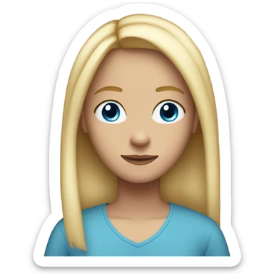 Straight blond hair teen with blue eyes middle part sticker