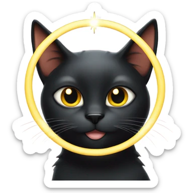 Black cat with halo above sticker