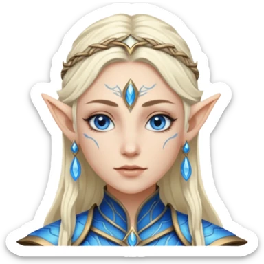 ESO female water elf with scale skin warrior with lashes and earrings sticker